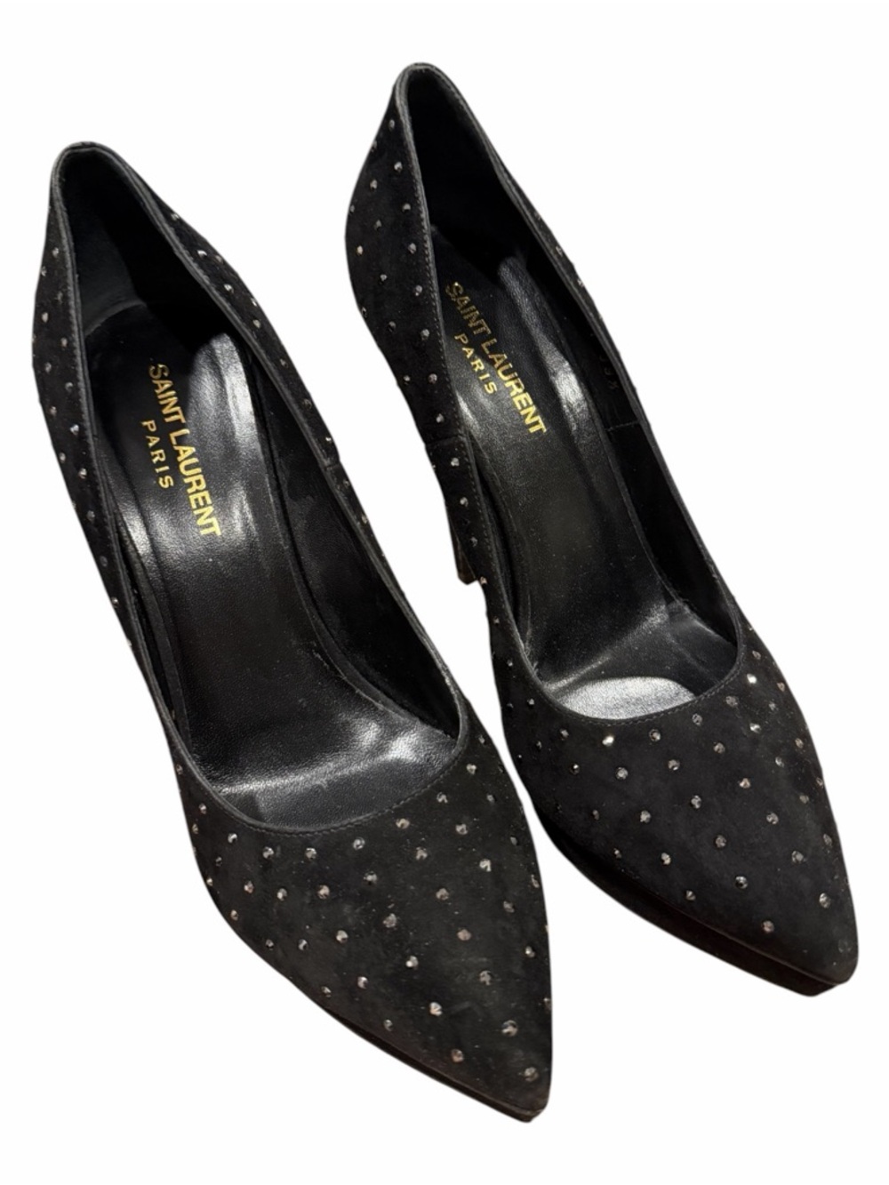 Saint Laurent Black Studded Suede Stiletto Pumps - Picture 8 of 10